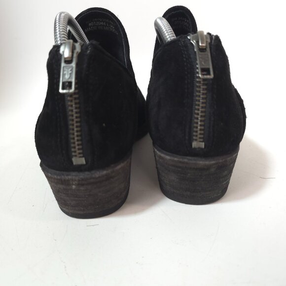 Frye Kenzie Black Suede Low Heel Ankle Booties Women’s Size 9M Stylish Classic - Picture 4 of 12
